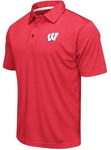 Colosseum Men's NCAA Heathered Wisconsin Badgers Golf/Polo Shirt SZ LARGE Cover