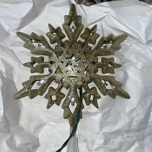 VINTAGE COLLECTIBLE CHRISTMAS LIGHTED GOLD TREE TROPPER Glitter STAR 12x10 - Picture 1 of 1