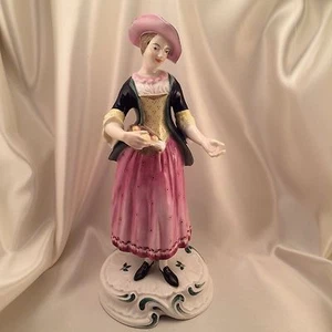 Spode Chelsea Figuren Nr. 4 Porzellan Figuren Dame Korb Obst schwarz - Bild 1 von 12