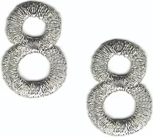 Metallic Silver Number 8 Patch Embroidered Cut out Iron on Sew on (1") Lot of 2 - Picture 1 of 2