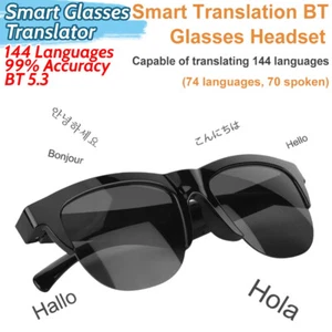 Wireless AI Language Smart Translator Glasses Headphone 144 Language Translation - Picture 1 of 17