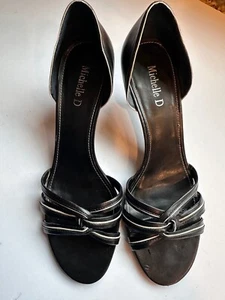 Michelle D Hi Heel Open Toe Leather Sandals Size 8.5 Made In Brazil - Picture 1 of 14