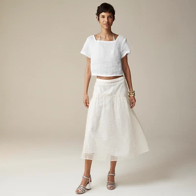 New Maryam Nassir Zadeh X J.Crew Sz 10 Drop-Waist Skirt Embroidered Silk Organza - Image 1 of 4
