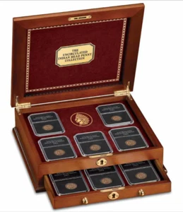 Ten Uncirculated Indian Head Pennies 1900 - 1909 In Deluxe Wooden Display Case - Picture 1 of 8