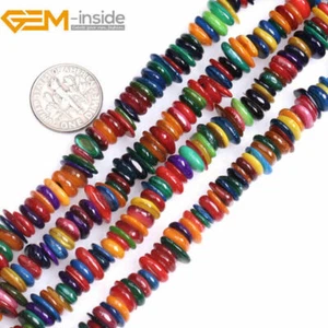 Freeform Fresh Color Genuine Shell Chips Beads For Jewelry Making 34"/15" Dyed - Picture 1 of 27