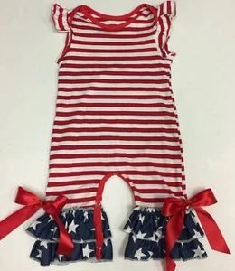 4 de Julio Bebés Niñas Mono Pieza Dobladillos Volantes Azul Rojo Blanco Talla Pequeña - Imagen 1 de 2