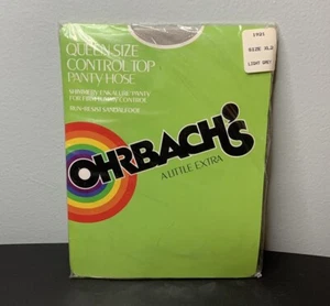 Vtg Ohrbach’s Queen Size Control Top Light Grey Pantyhose Size XL2 Sandalfoot - Picture 1 of 12