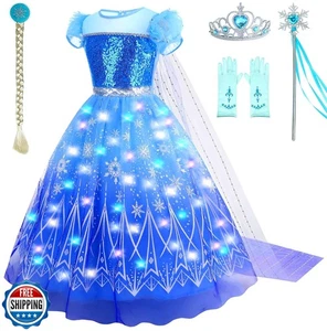 GZ-LAOPAITOU Light Up Princess Dresses for Girls Princess Dress Up Christmas - Picture 1 of 5
