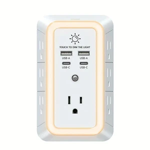 11 in 1 Outlet Extender Night Light Multi Plug USB Power Strip Surge Protector - Picture 1 of 8