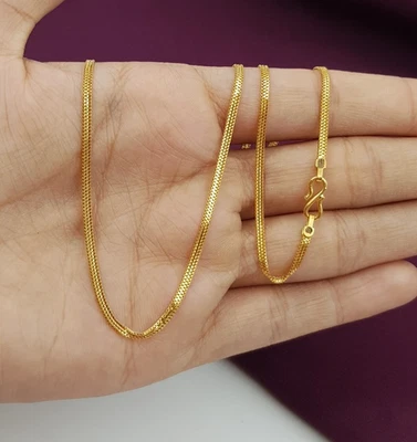 纯金男士链 22K 黄金丝质人字形柔性光滑链 18 — 第 1/4 张图片