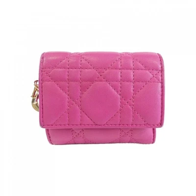 [Excellent+] Christian Dior Lady Dior Lotus Wallet Pink Patent Leather TriFold - Изображение 1 из 4