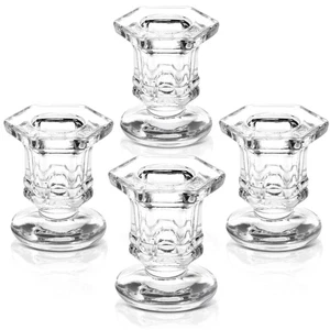 Glass Candle Holders Set, Clear Taper Candlestick Holder (12 Pack) - Picture 1 of 10