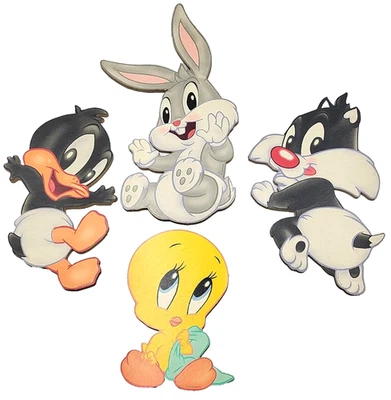 De Colección Baby Looney Tunes Madera Decoración Pared Set de 4 Bichos Conejito Piolín Silvestre Lucas Foto 1 de 4