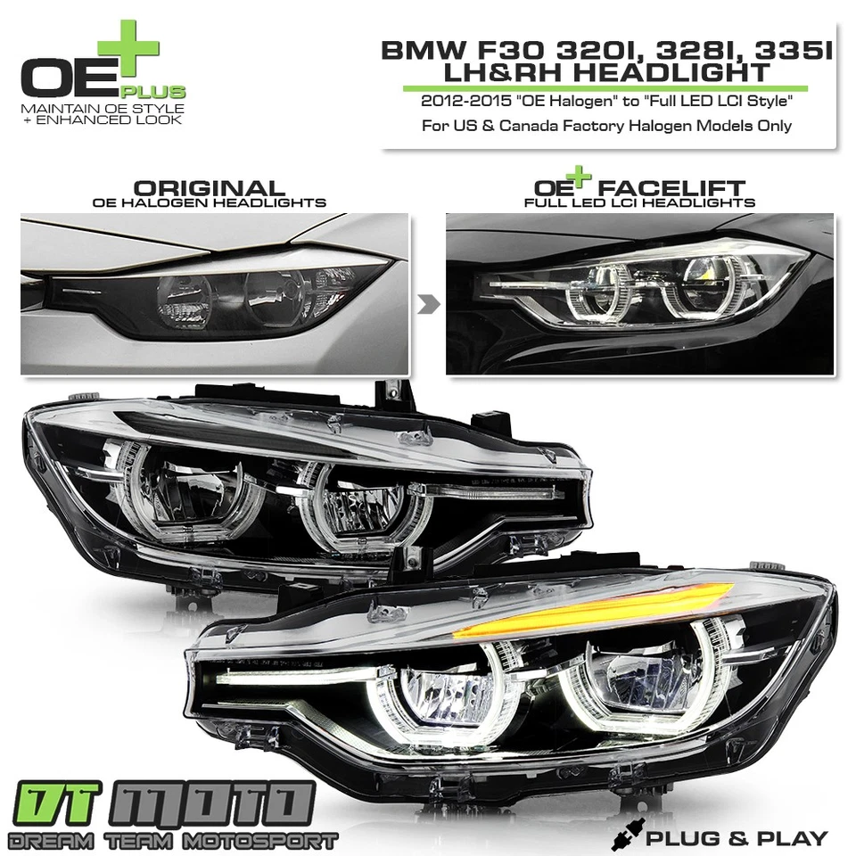 [FULL LED ESTILO LCI Ajuste Halógeno] Faros BMW F30 320i 328i 335i DRL 2012-15 Foto 1 de 4