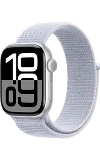 Apple Watch Series 10 (GPS+LTE) 42MM Silver Aluminum Case Blue Cloud Sport Loop - Photo 1 sur 4
