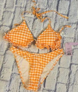 Wild fable Orange Gingham Bikini ** Size XS TOP  SMALL Bottom - Picture 1 of 12
