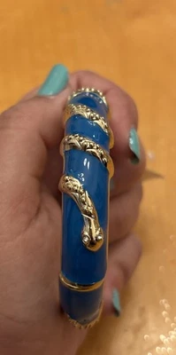 Brazalete Lía Sophia Esmalte Azul Dorado Serpiente Nuevo con Etiquetas $52.00 Venta al por menor Foto 1 de 4