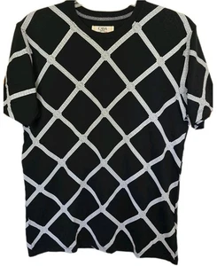 Casa Moda Couture Mens T-shirt Black Chain Pattern Short Sleeves Medium NWTS  - Picture 1 of 6