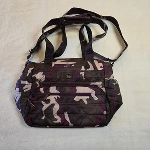 Borsa Lug Windjammer Weekender viola nera modello mimetico usata in ottime condizioni - Foto 1 di 15