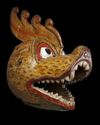 Máscara Barong León Singh Madera Decoración Pared Tallada a Mano Pintada Colgante Balinesa Asia Foto 1 de 2