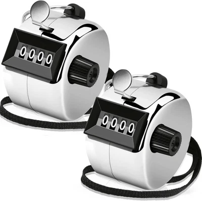 Paquete de 2 contadores clicker, contador manual de metal clicker, 4 dígitos plateado  Foto 1 de 4