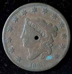 1830 US Large Cent, VG but Holed! - Picture 1 of 2