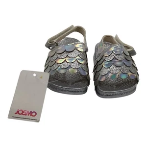 Josmo Baby Girls Silver Glitter Fish Scales Sandals Size 1 Adjustable Strap - Picture 1 of 8