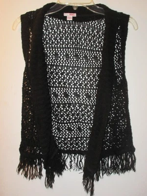 Bongo Crochet Chaleco Punto Abierto Negro Pequeño Foto 1 de 4
