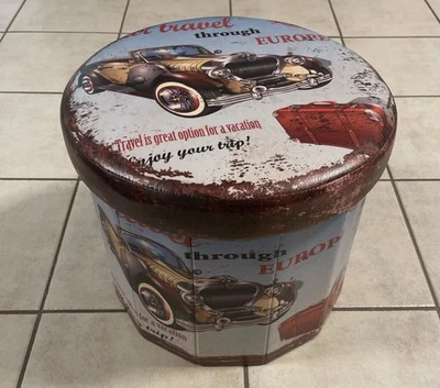 Sitzhocker mit stauraum rund, Vintage Retro Design Faltbar - Bild 1 von 4