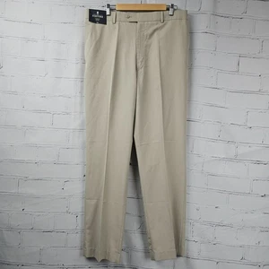 Stafford Mens 36x34 Khaki Classic Fit Flat Front Dress Pants Year-round Durable - Picture 1 of 12