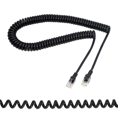 Cat5E Ethernet Coiled Cable - Retractable RJ45 Network LAN Cable for Laptops, De - Image 1 of 4