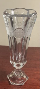 Vintage Fostoria Münzglas Kristall/klar Fuß Knospe Vase 8" sechs kanadische Münzen - Bild 1 von 4
