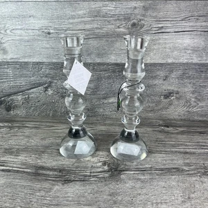 Schönes Paar echte Kristall Kerzenständer Säule Kegel Kerzenhalter 11 Zoll - Bild 1 von 6