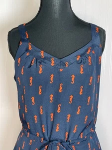 Merona Small Hi Low Kleid Seepferdchen Kreuzfahrt Resortwear Reisen marineblau Strand Freizeit - Bild 1 von 8