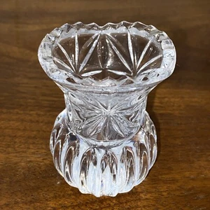 Pressed Glass 2.5” Toothpick Holder Bud Vase Sawtooth Rim - Picture 1 of 7