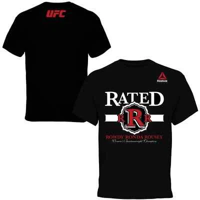 Rowdy Ronda Rousey Reebok UFC 184 Weigh-In Black T-Shirt Men's Small S WWE Champ - Image 1 of 4