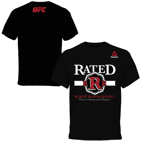Rowdy Ronda Rousey Reebok UFC 184 Weigh-In Black T-Shirt Men's Small S WWE Champ Cover