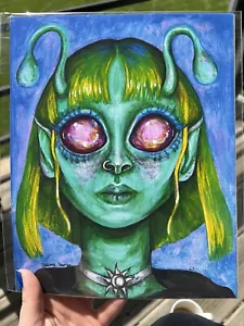 Impresión artística niña alienígena 8x10 pulgadas, vendida por artista - Imagen 1 de 5