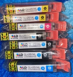 Cartucho Canon 7 LD CLI-251XL compatible con tinta sellado amarillo azul magenta negro - Imagen 1 de 6
