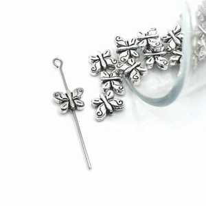 4, 20 or 50 BULK pcs Silver Butterfly Spacer Beads- US Seller - AS1286 - Picture 1 of 4