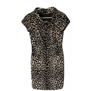 Vestido Etcetera Suave Estampado de Leopardo Cóctel Escote Envolvido En Bufanda Talla 4 - Imagen 1 de 5