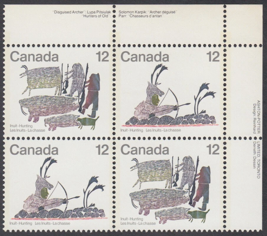 Canada - #751a Inuit - Hunting Plate Block - MNH - Image 1 of 1
