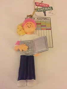 Fantasy Football Female Blonde Personalized Christmas Tree Ornament - Picture 1 of 1
