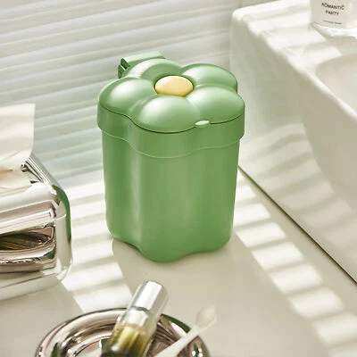 (Green)Desktop Trash Bin With Lid Flower Shape Small Garbage Can Large A - Image 1 of 4