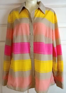 Top Valerie Stevens Multicolor Pastel Rayas Mangas con lengüeta enrollable Abotonada Talla S - Imagen 1 de 6