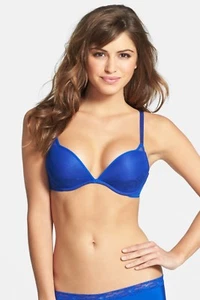 NATORI Ming Blue Sheer Seduction Plunge Push-Up UW Bra Womens 36D Nwt - Picture 1 of 4