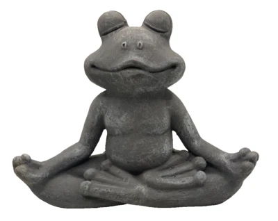 Meditating Frog Statue Ornament Buddha Zen Yoga Cement Home Garden - Image 1 of 4