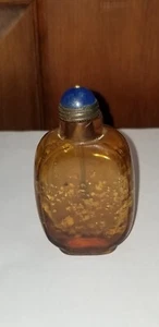 Antique CHINESE AMBER GLASS MICA FLECKED SNUFF BOTTLE - Picture 1 of 8