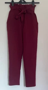 Boohoo Burgundy belted trousers size 6 - Picture 1 of 5