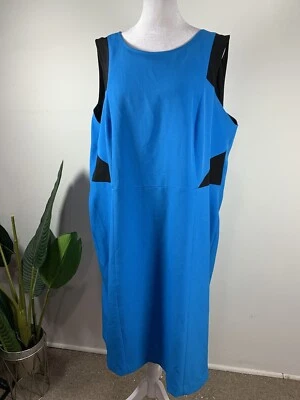 Vestido vaquero Jones Studio para mujer azul/negro cuello redondo sin mangas, talla 18W Foto 1 de 4